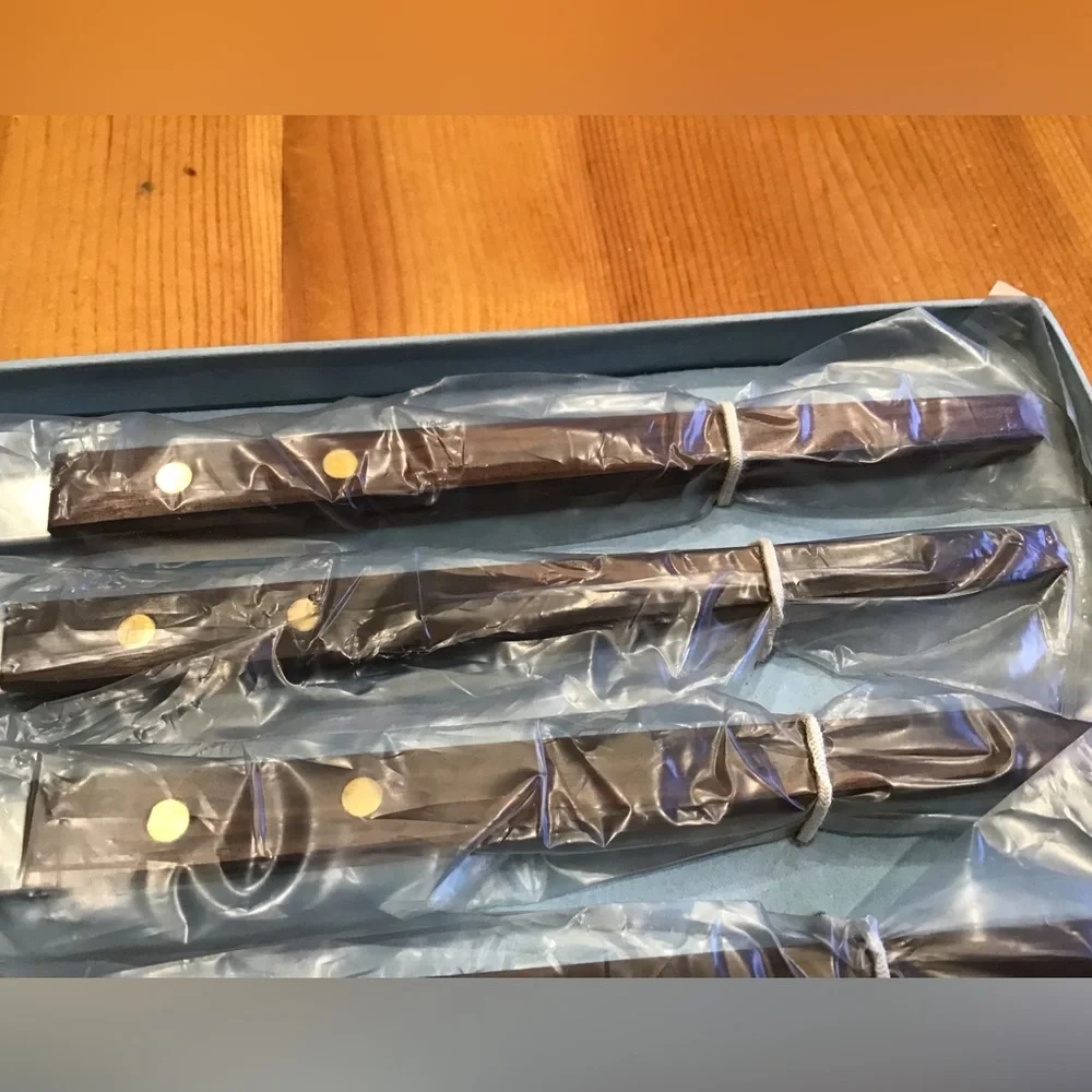 VINTAGE SET OF FONDUE FORKS NEW OLD STOCK PURALUM SET OF 6 WOODEN HANDLES